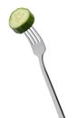 Slice of cucumber on fork Royalty Free Stock Photo