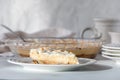 A slice of custard pie topped with merengue, ready for eating. Royalty Free Stock Photo