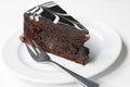 Slice of dark chocolate cake Royalty Free Stock Photo