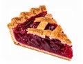 Slice of Delicious Cherry Pie with Lattice Crust on a White Background Royalty Free Stock Photo