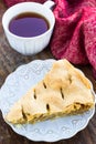 Slice of delicious fresh baked american apple pie on a plate Royalty Free Stock Photo