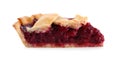 Slice of delicious fresh cherry pie isolated Royalty Free Stock Photo