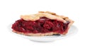 Slice of delicious fresh cherry pie isolated Royalty Free Stock Photo