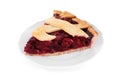 Slice of delicious fresh cherry pie isolated on white Royalty Free Stock Photo