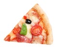 Slice of delicious pizza Diablo isolated, top view Royalty Free Stock Photo