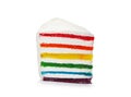 Slice of delicious rainbow cake