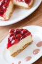 Slice of delicious strawberry cheese cake Royalty Free Stock Photo