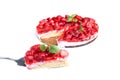 Slice of delicious strawberry tart isolated on white Royalty Free Stock Photo