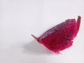 Slice of dragon fruit or pitaya fruit on white background