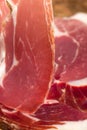 Slice of dry cured ham macro Royalty Free Stock Photo