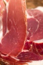 Slice of dry cured ham macro Royalty Free Stock Photo