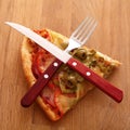 Slice of fesh italian pizza over background Royalty Free Stock Photo