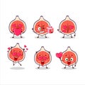 Slice of fig cartoon character with love cute emoticon Royalty Free Stock Photo