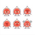 Slice of fig cartoon character with various angry expressions Royalty Free Stock Photo