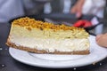fresh cheesecake topped with nuts Royalty Free Stock Photo