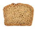 Slice of fresh dark rye bread, brown sourdough bread, from above