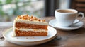 Slice of fresh homemade carrot cake