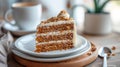 Slice of fresh homemade carrot cake