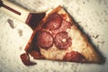 Slice of fresh Italian classic original Pepperoni Pizza Royalty Free Stock Photo