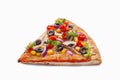 Slice of fresh italian classic original Pizza isolated on white background Royalty Free Stock Photo