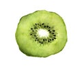 Slice of fresh kiwi fruit on white background