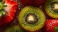 Slice fresh kiwi and strawberry seamless background Royalty Free Stock Photo