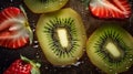 Slice fresh kiwi and strawberry seamless background Royalty Free Stock Photo