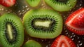 Slice fresh kiwi and strawberry seamless background Royalty Free Stock Photo