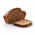 Slice of fresh rye bread, isolated on white background, created with generative AI Royalty Free Stock Photo