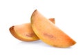 Slice of fresh sapodilla fruit on white Royalty Free Stock Photo