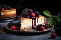 Slice of German curd Cheesecake called \'KÃÂ¤sekuchen\' with berry fruits