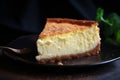 Slice of German curd Cheesecake called \'KÃÂ¤sekuchen\' on plate