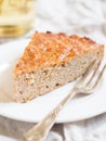 Slice of gluten free almond flour apple cake Royalty Free Stock Photo