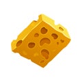 Slice of gouda or emmental cheese, vector icon