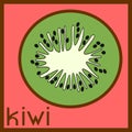 Slice of green kiwifruit with title