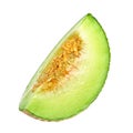 Slice green melon isolated on white background Royalty Free Stock Photo