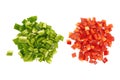 Slice Green and red sweet bell pepper isolated