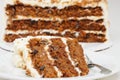 Slice and Half Carrot Cake with Fork Royalty Free Stock Photo