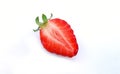 Slice of half strawberry and leaves Royalty Free Stock Photo