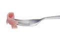 Slice of ham skewered on a fork Royalty Free Stock Photo
