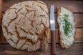 Slice of bread with butter and fresh chives Royalty Free Stock Photo