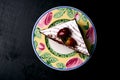 Slice of homemade Christmas strawberry cake Royalty Free Stock Photo