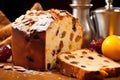 a slice from a homemade panettone