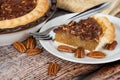 Slice of homemade pecan pie with pecans Royalty Free Stock Photo