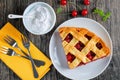 Slice of homemade sour cherry pie Royalty Free Stock Photo