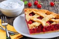 Slice of homemade sour cherry pie Royalty Free Stock Photo
