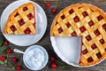 Slice of homemade sour cherry pie Royalty Free Stock Photo