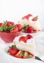 Slice of homemade strawberry cream cake Royalty Free Stock Photo