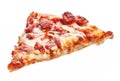 Slice of italian bacon pizza over white isolated background Royalty Free Stock Photo