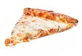 Slice of italian 4 cheese pizza over white isolated background Royalty Free Stock Photo